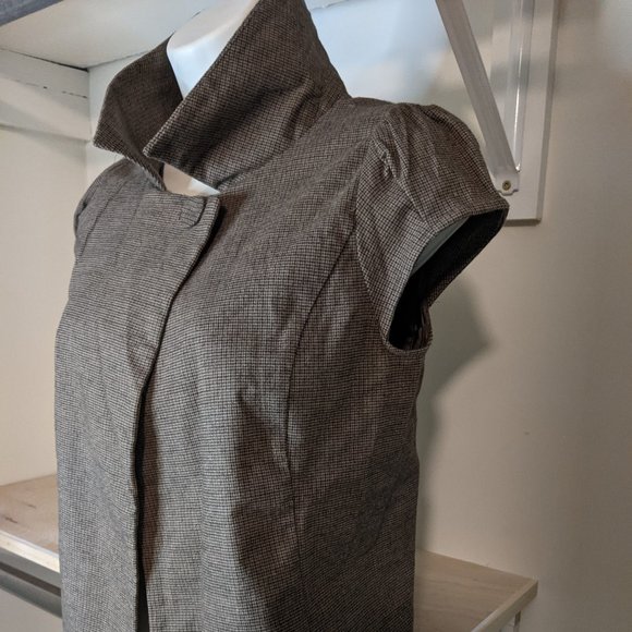 Mossimo Brown Tweed Cape Jacket with Cap Sleeves - Picture 2 of 8